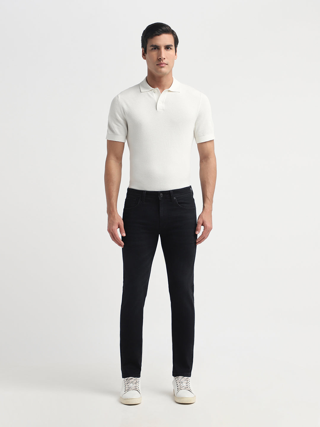 Black Cotton Slim Fit Jeans