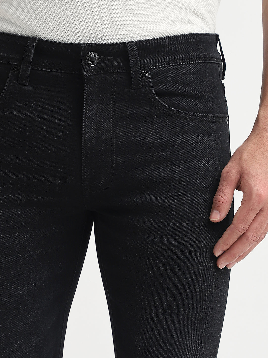 Black Cotton Slim Fit Jeans