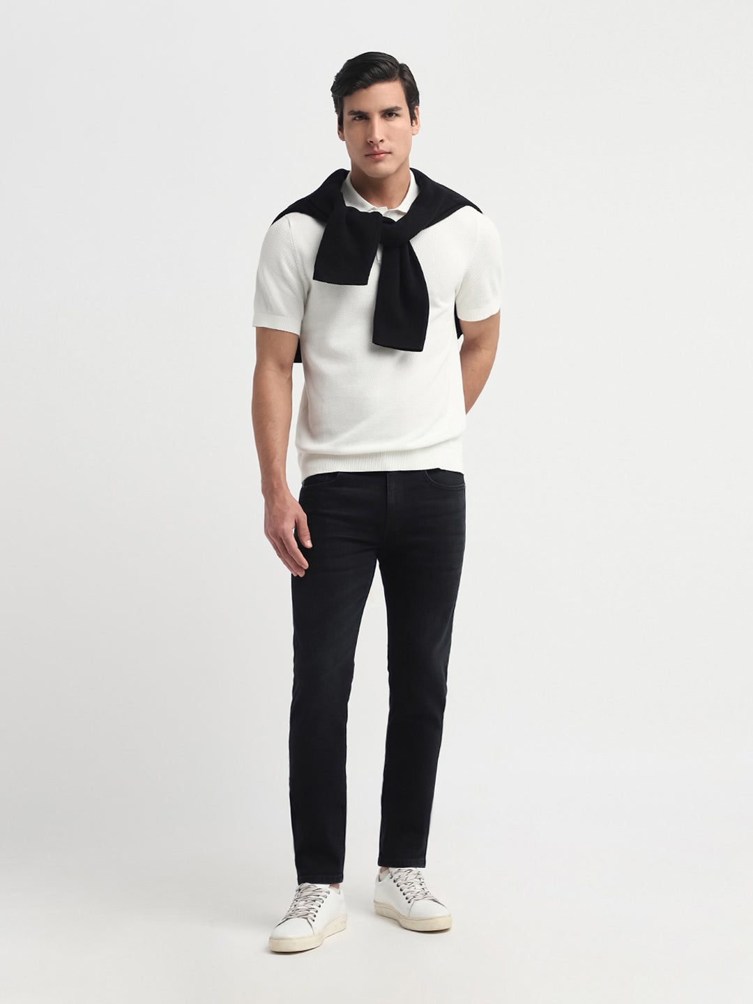 Black Cotton Slim Fit Jeans