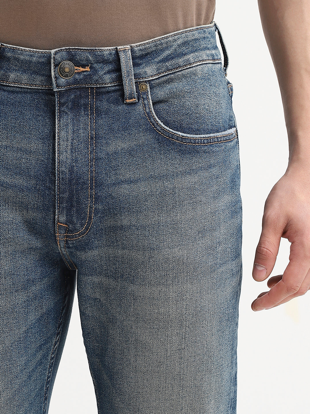 Mildly Distressed Straight Fit Jeans