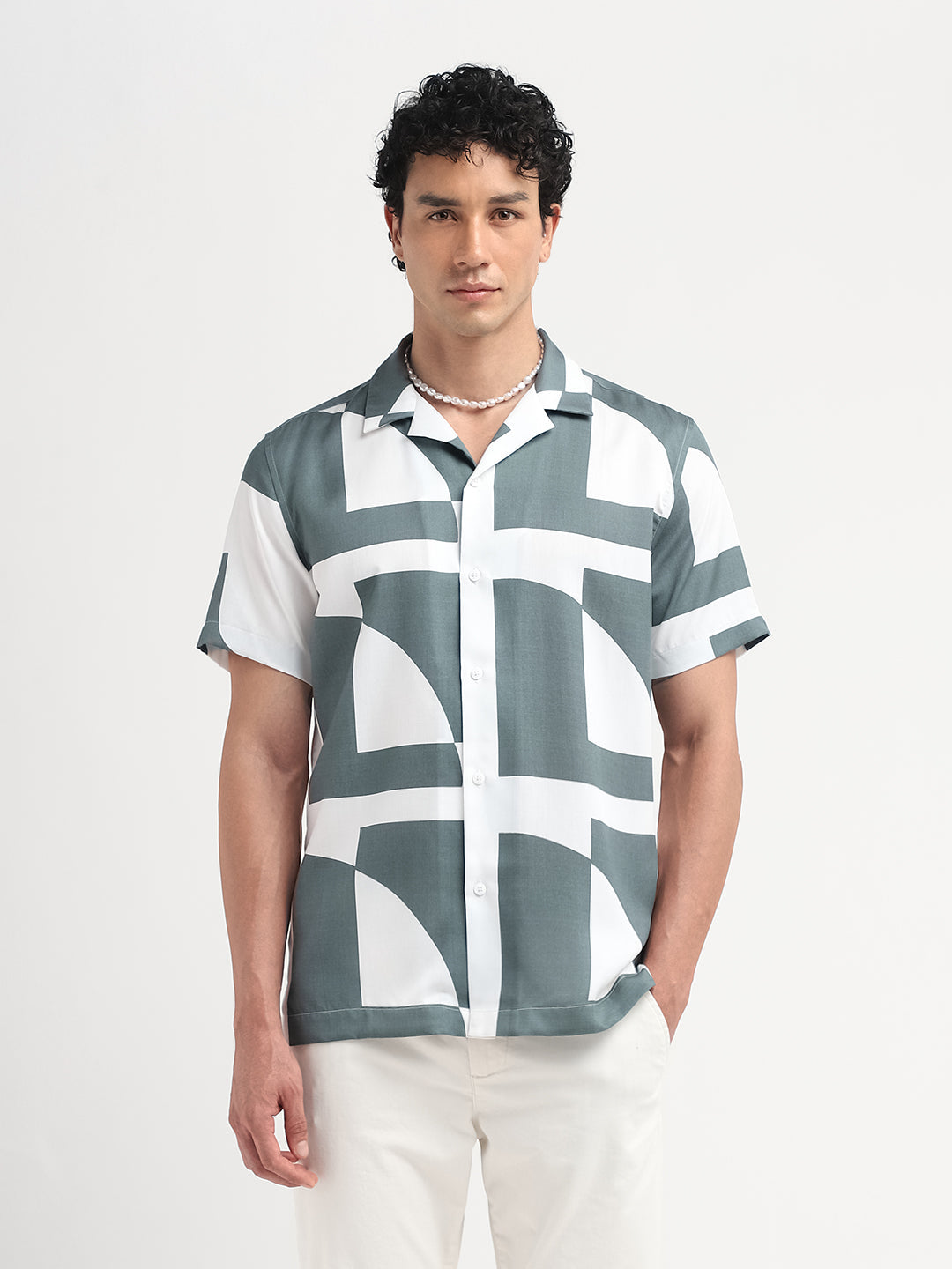 Printed Cuban Collar Shirt