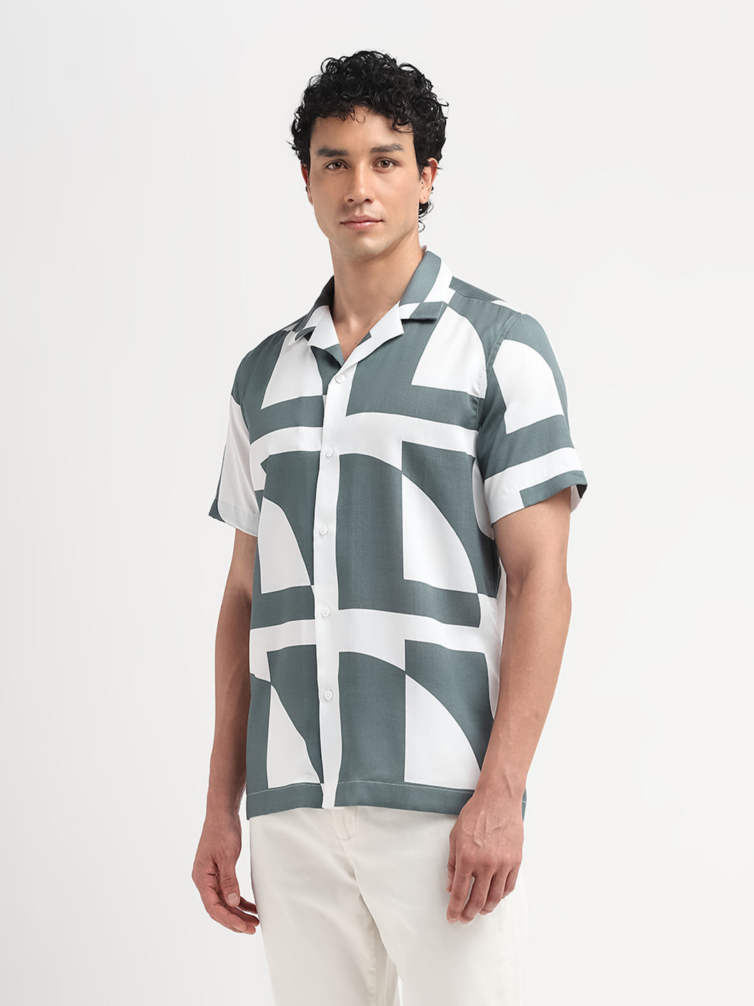 Printed Cuban Collar Shirt