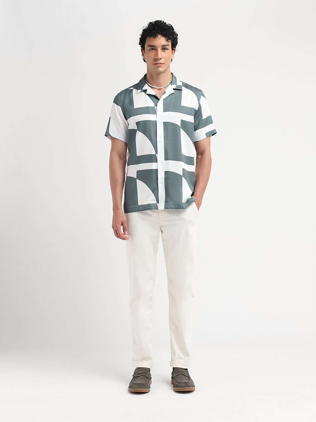 Printed Cuban Collar Shirt