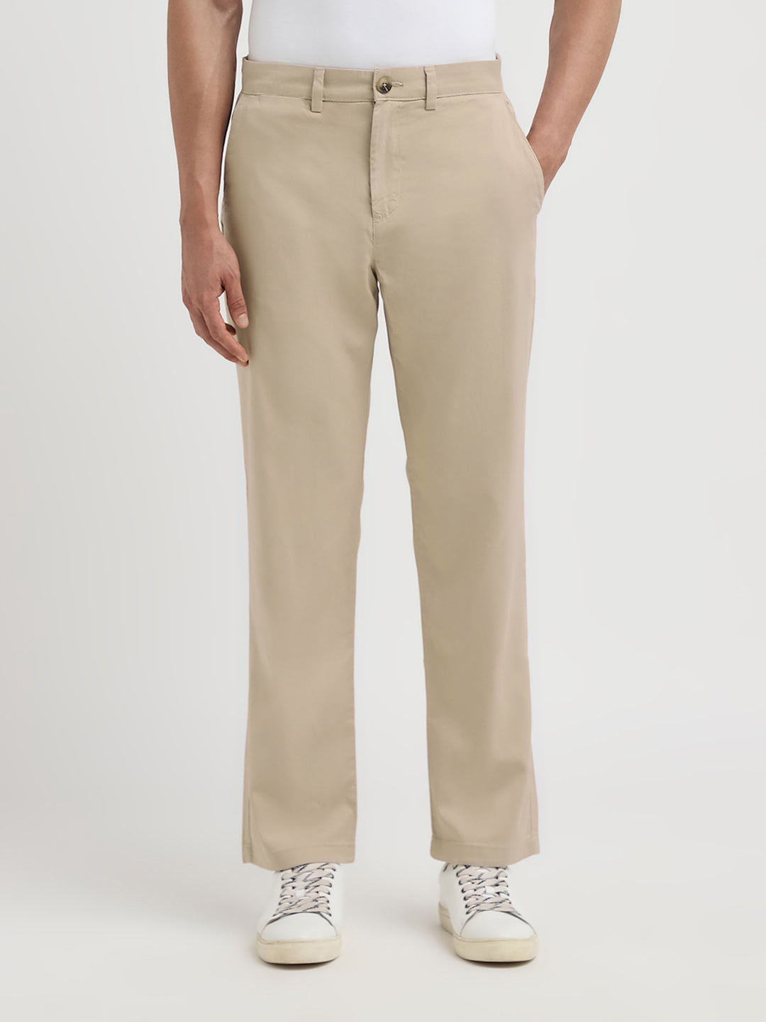Beige Straight Fit Pants