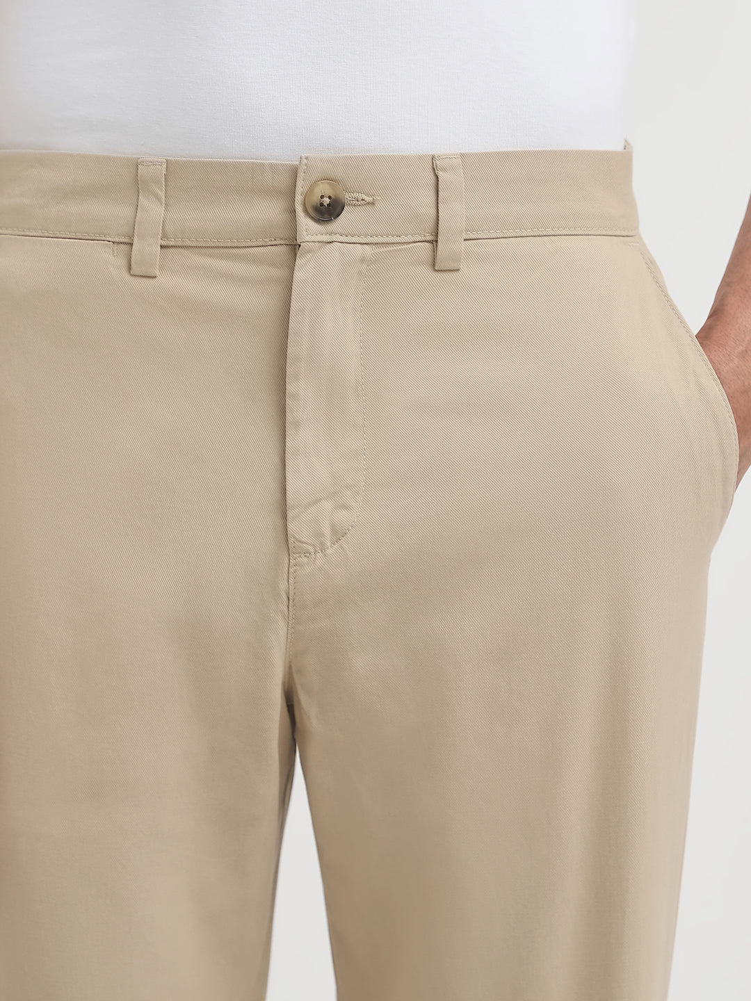 Beige Straight Fit Pants