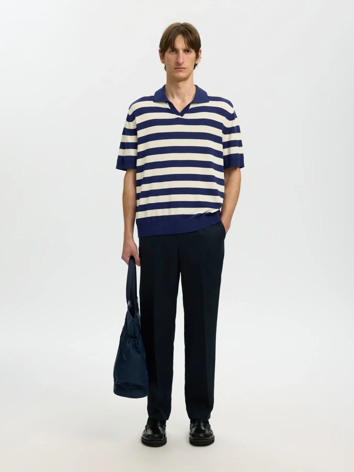 Split Neck Colourblocked Knitted Polo