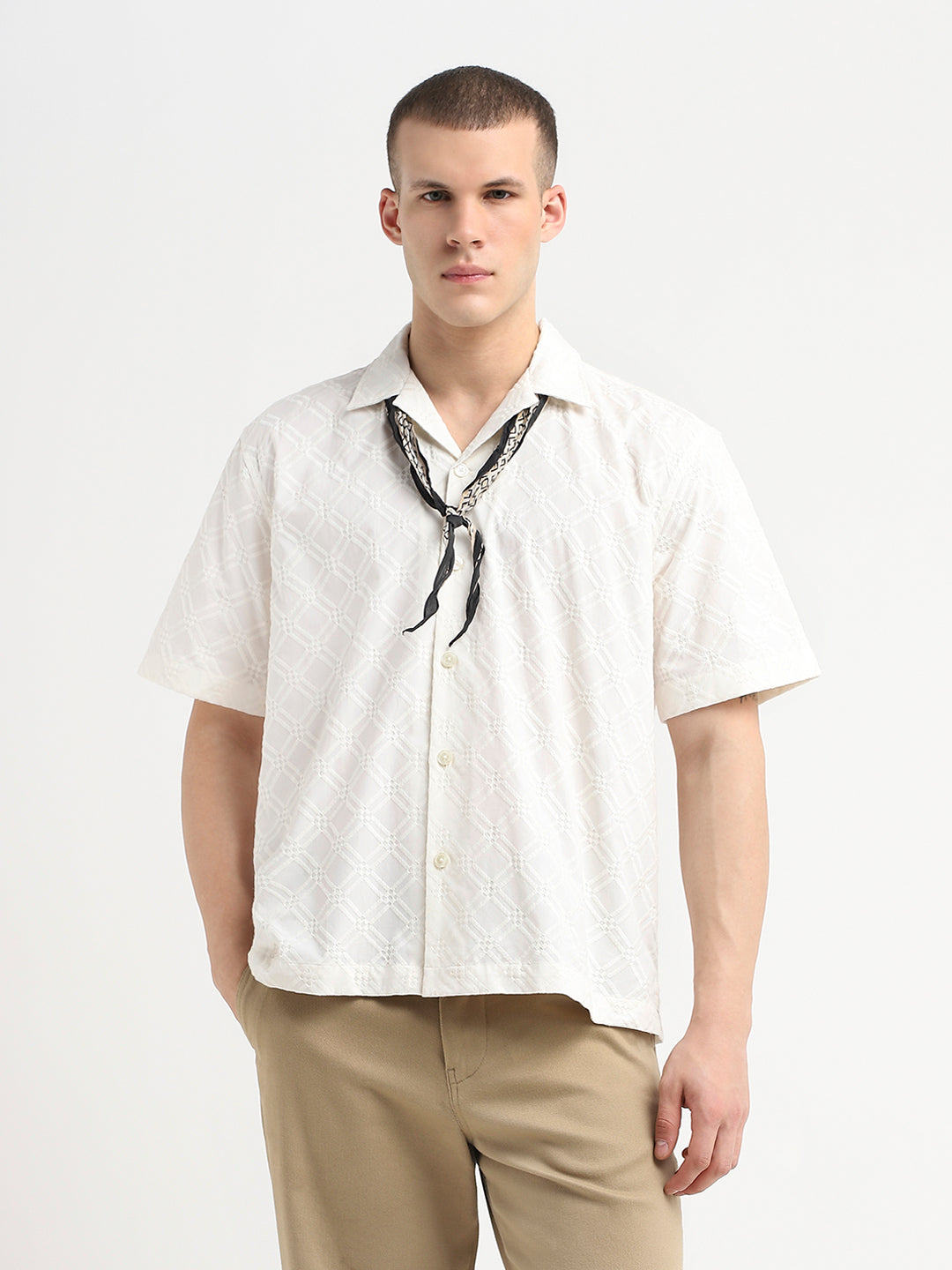 Organic Cotton Printed Shirt - Off-White