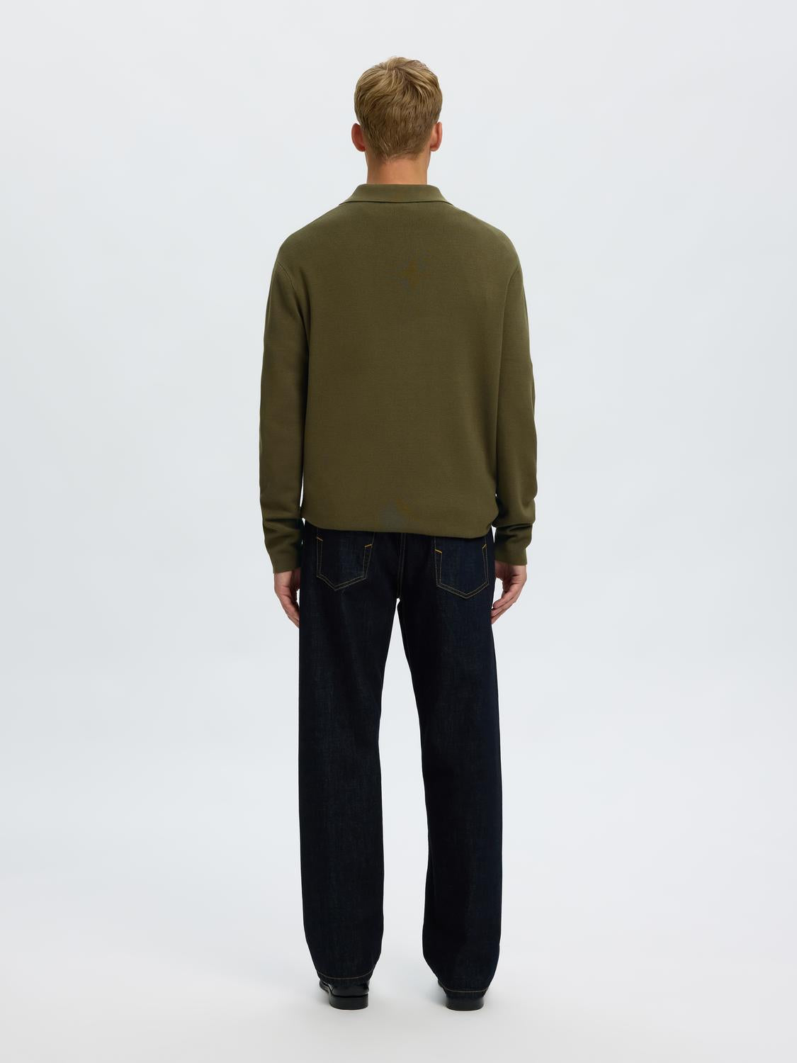 Green Half Zip Knitted Polo