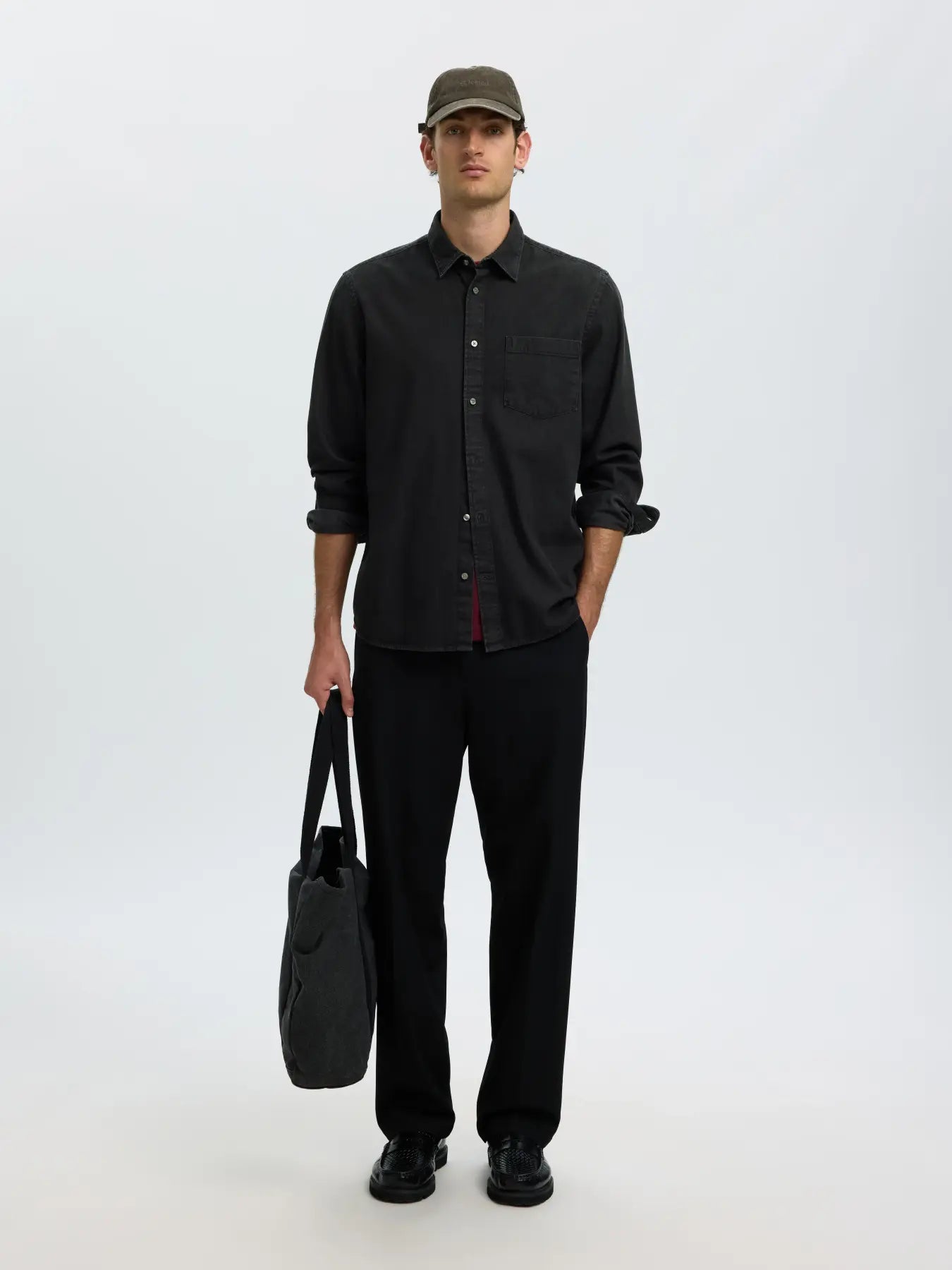 Black Organic Cotton Denim Shirt