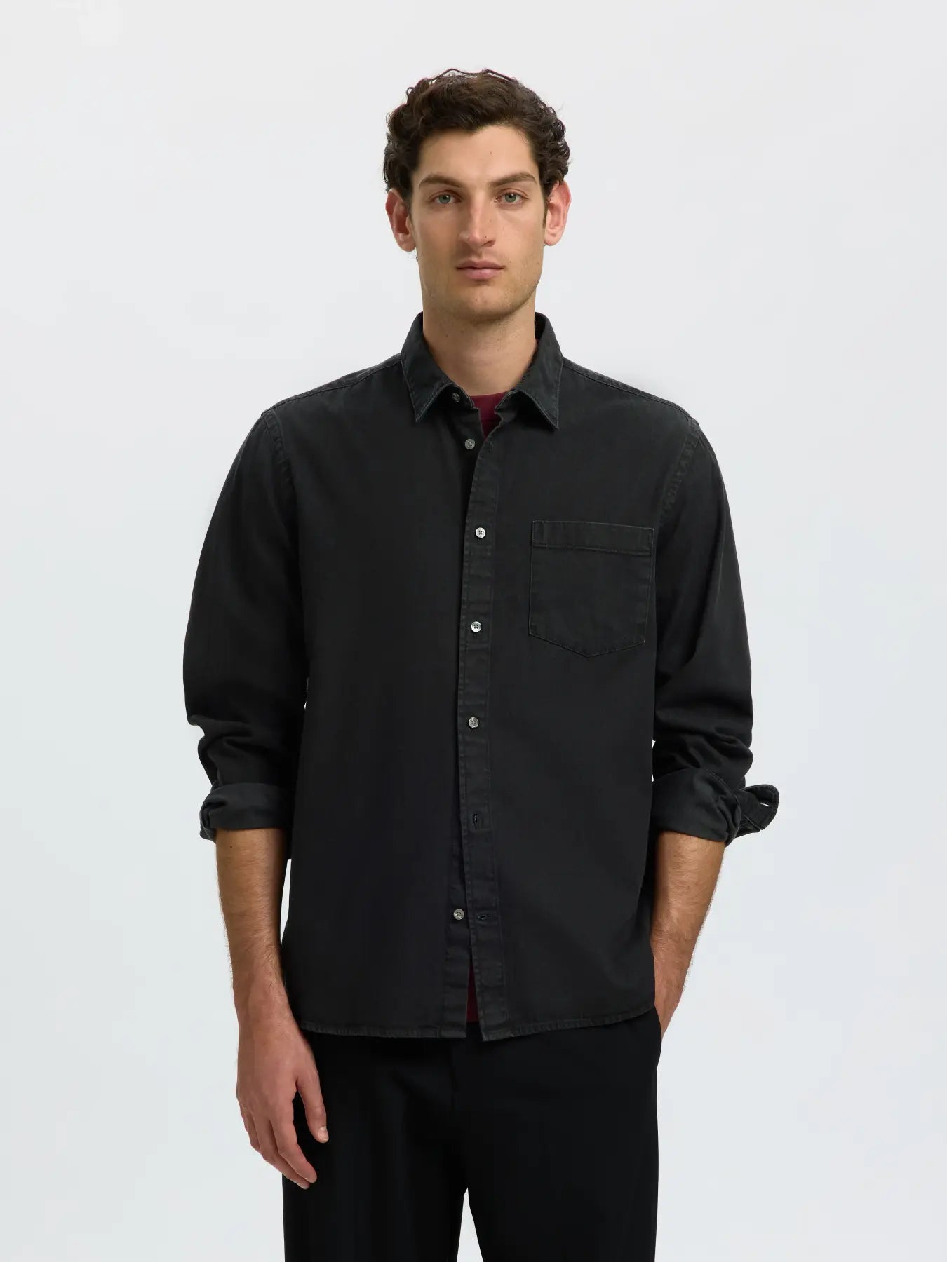 Black Organic Cotton Denim Shirt