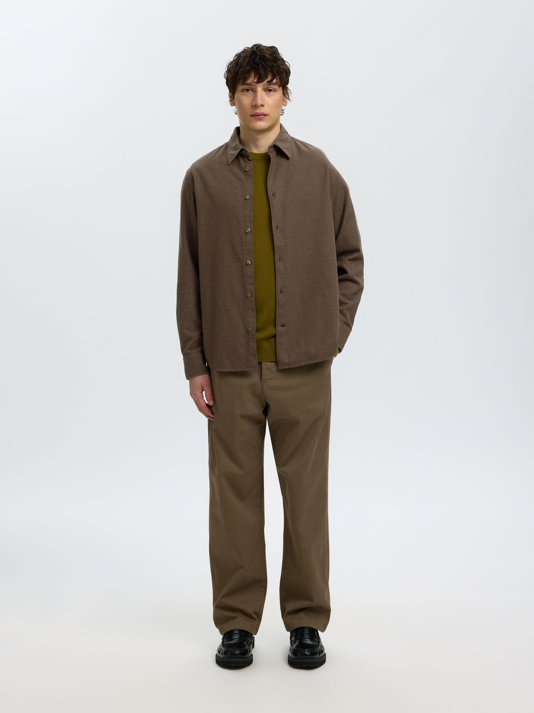 Dark Brown Brushed Regular Fit Shirt