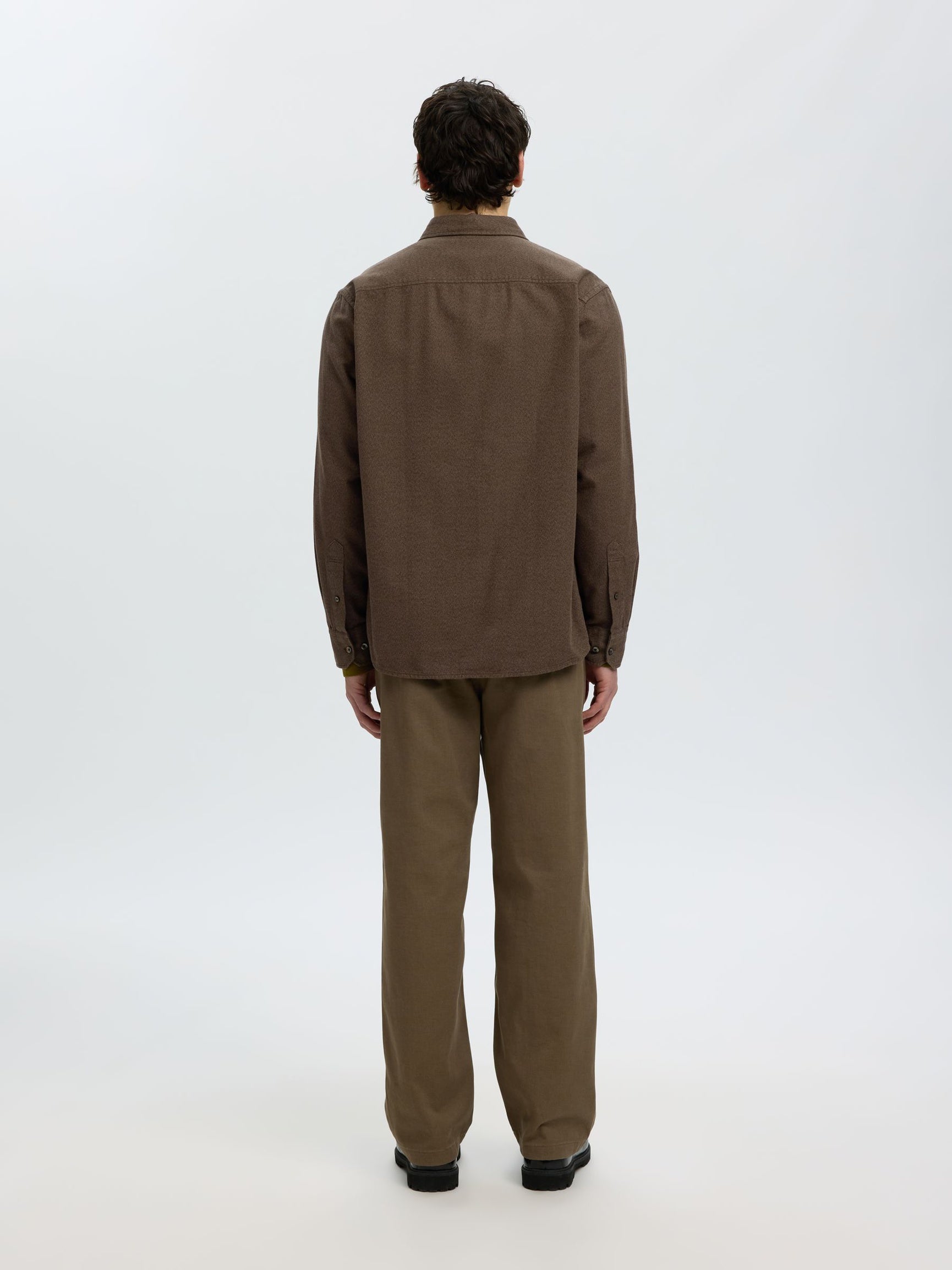 Dark Brown Brushed Regular Fit Shirt