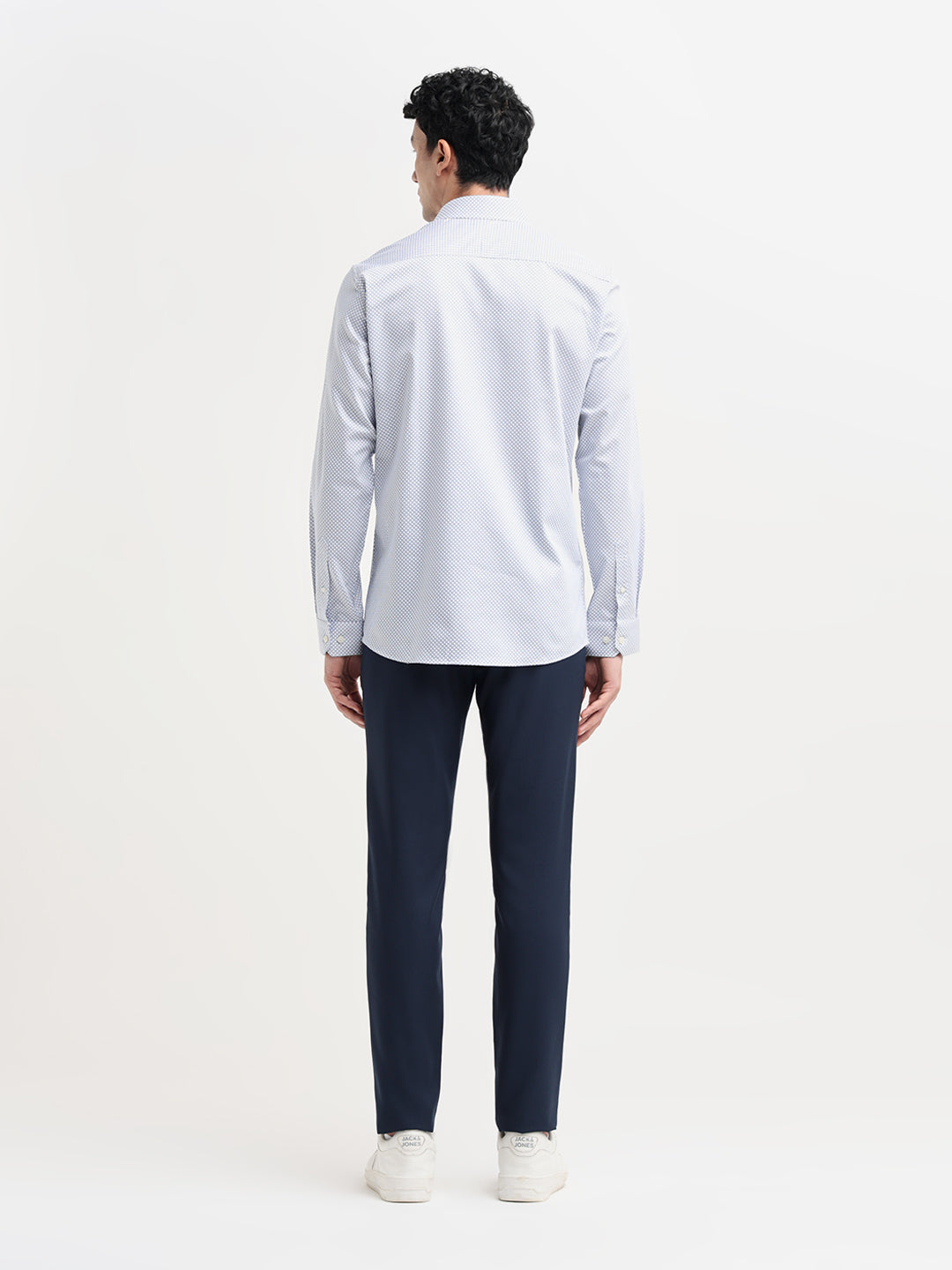 Blue Printed Slim Fit Shirt