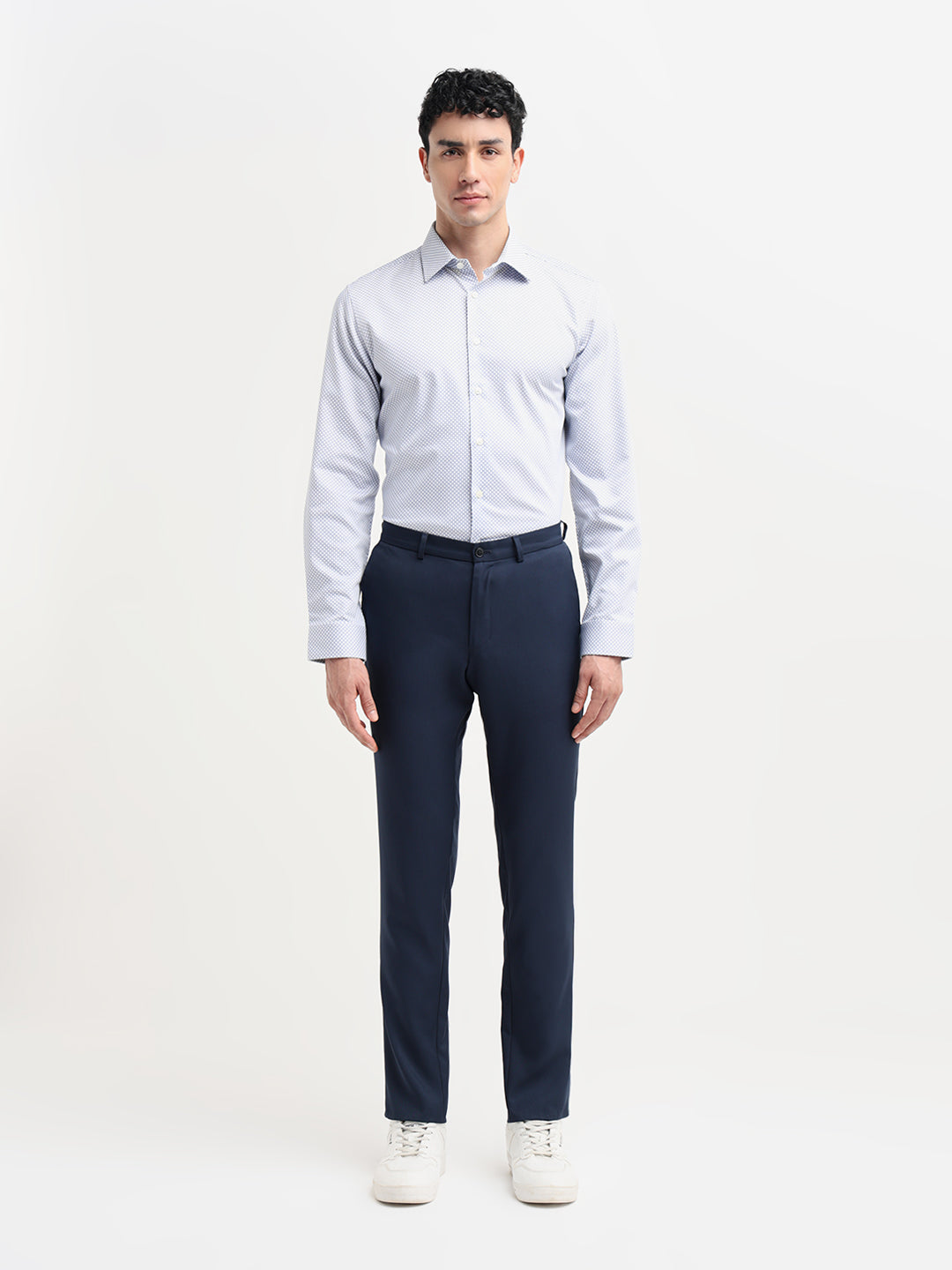 Blue Printed Slim Fit Shirt