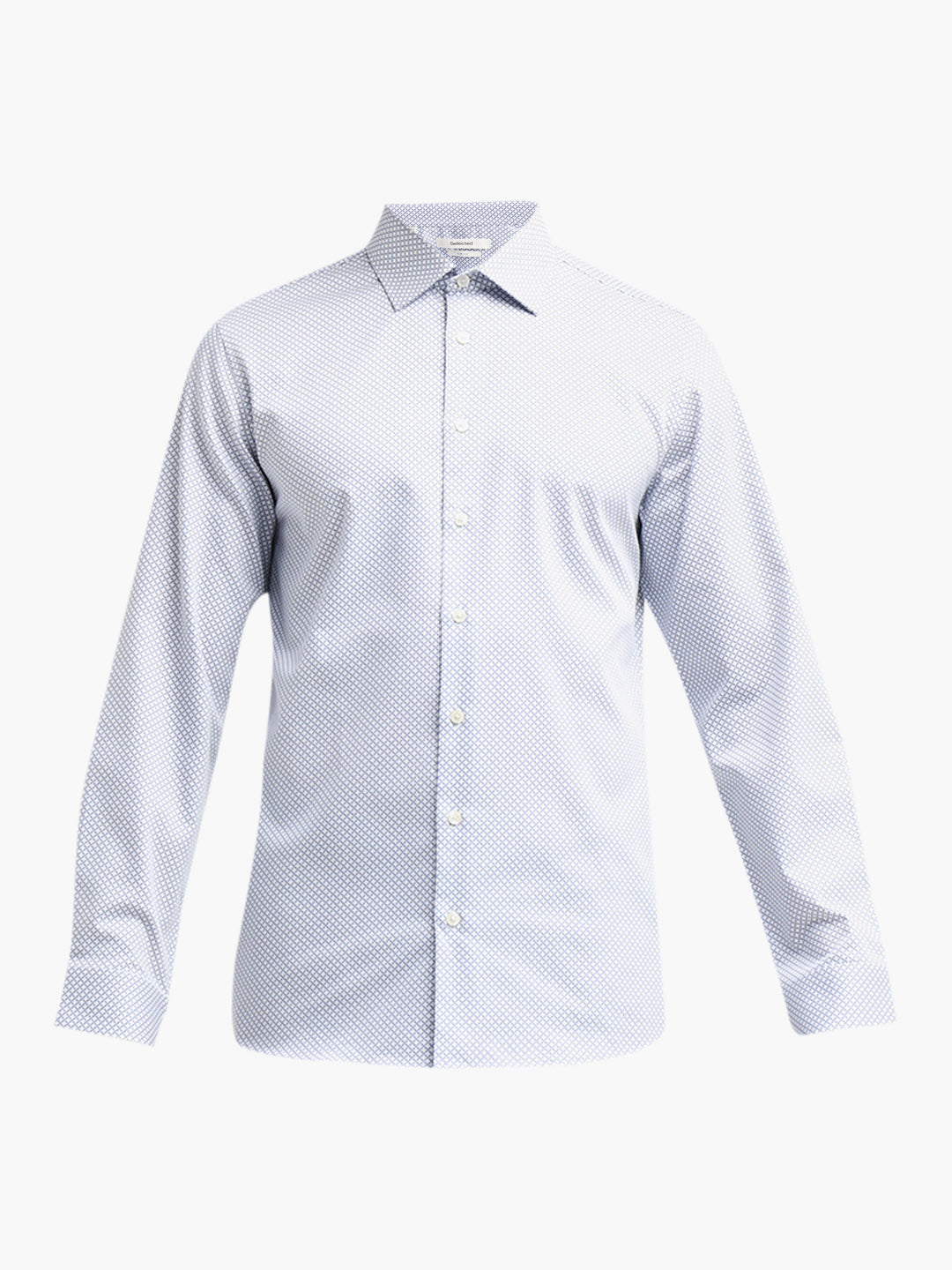 Blue Printed Slim Fit Shirt