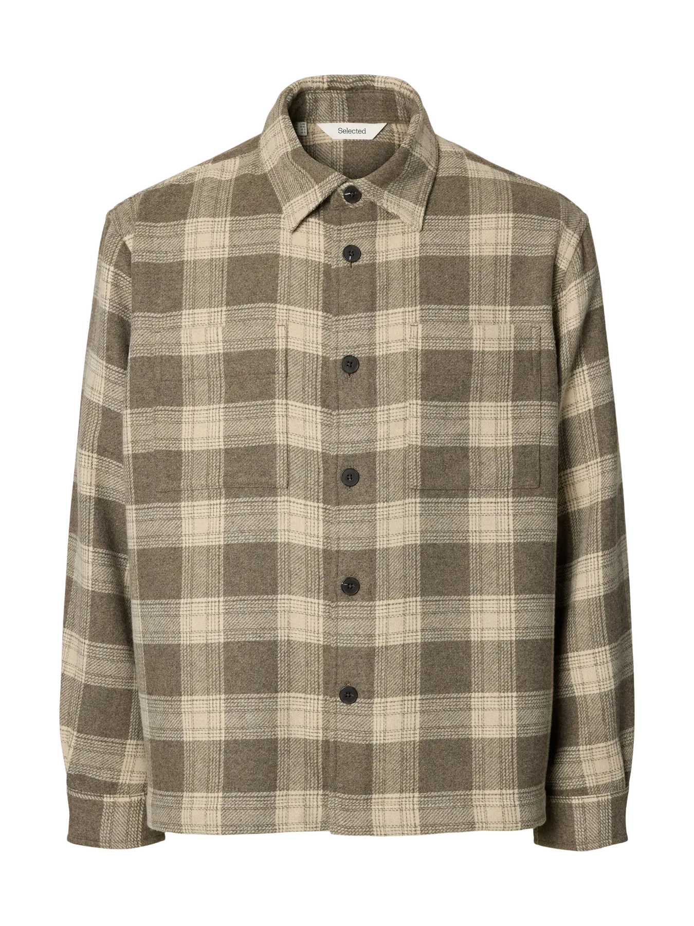 Beige Check Wool Blend Overshirt