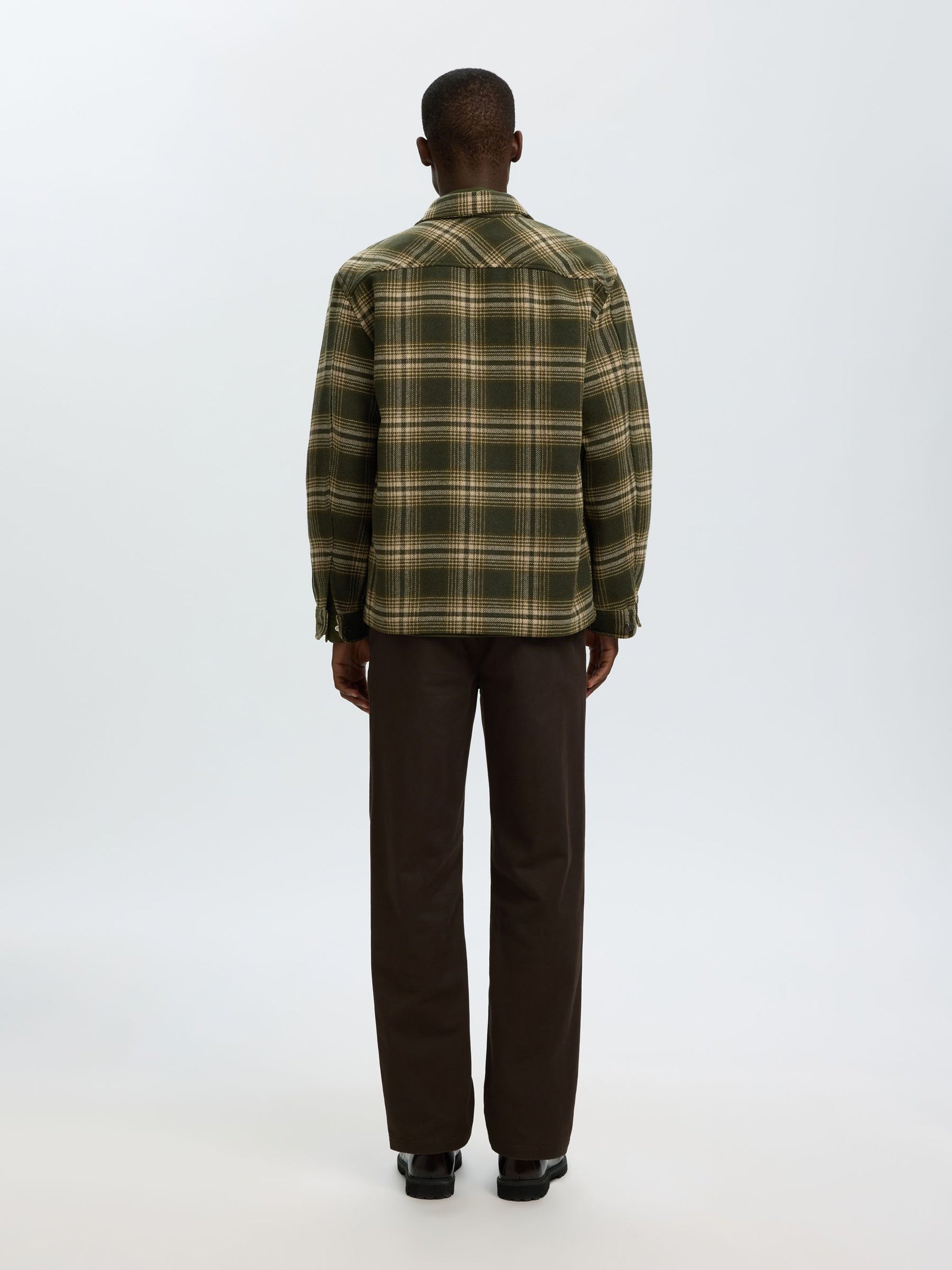 Green Check Wool Blend Overshirt