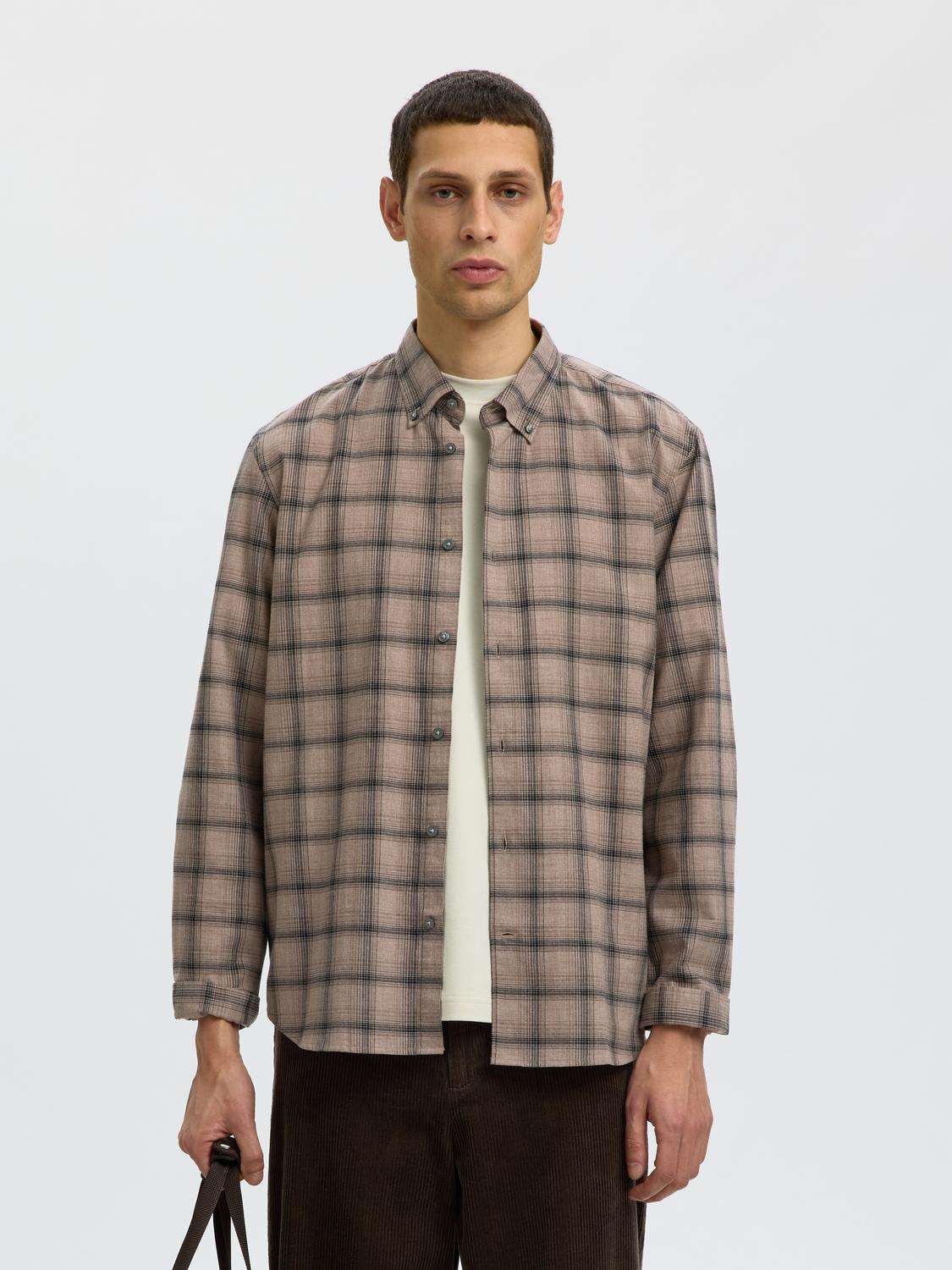 Brown Check Cotton Shirt