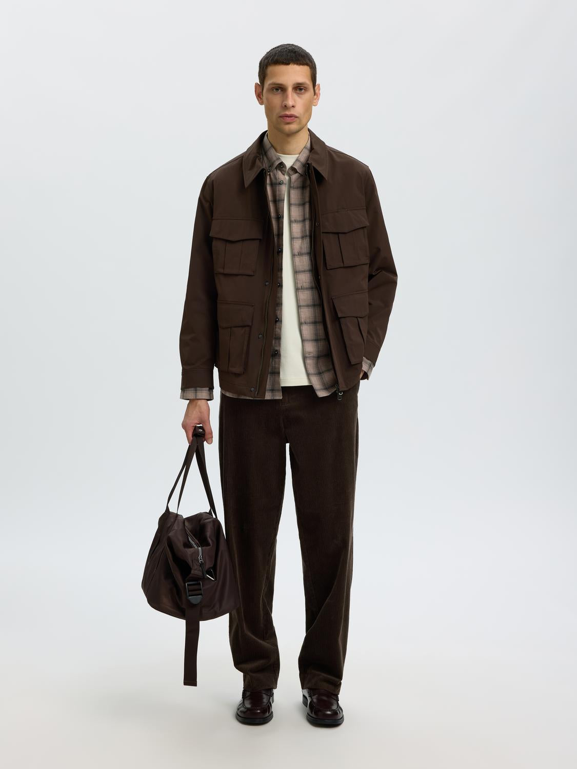 Brown Check Cotton Shirt