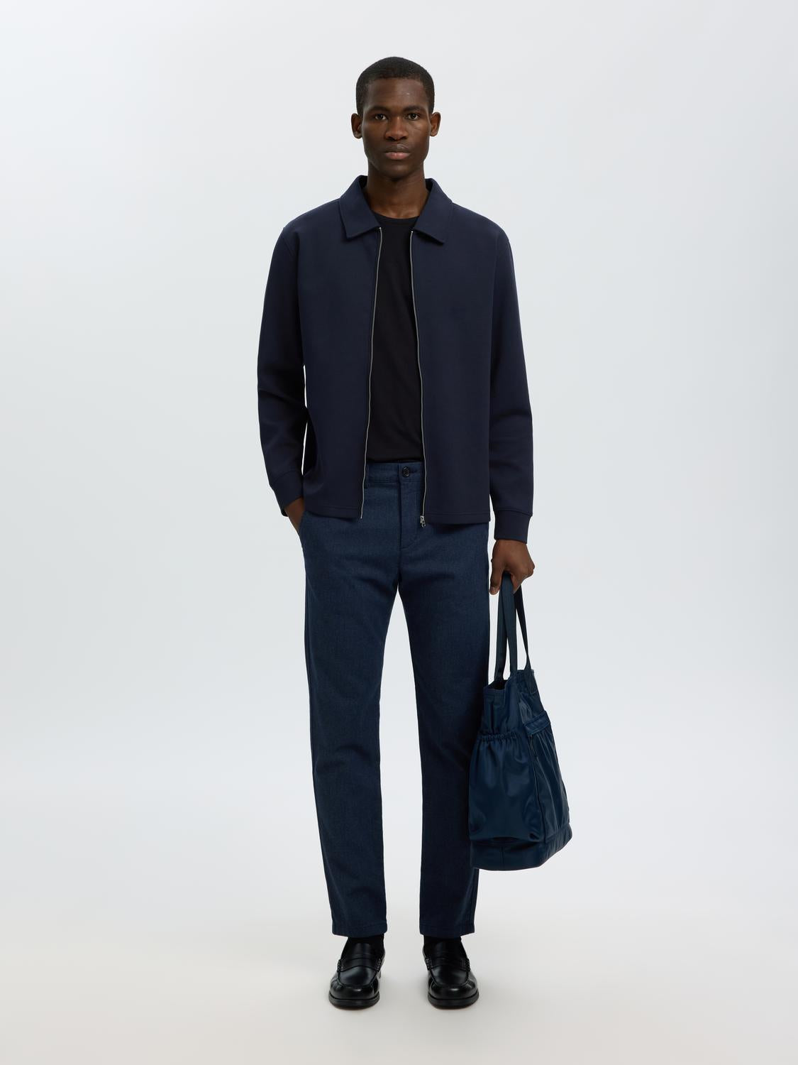 Dark Blue Zip-Up Sweat Jacket