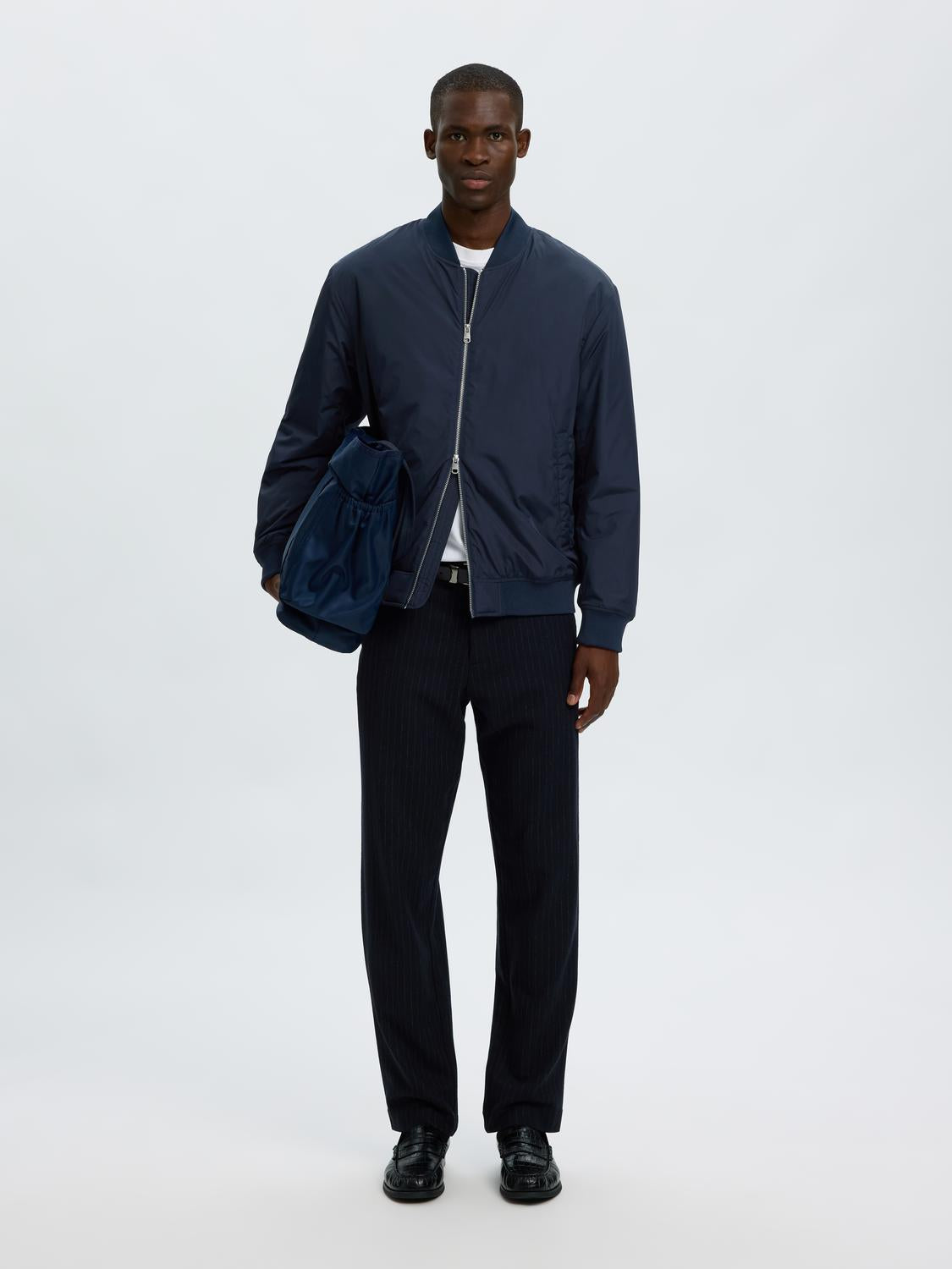 Dark Blue Bomber Jacket