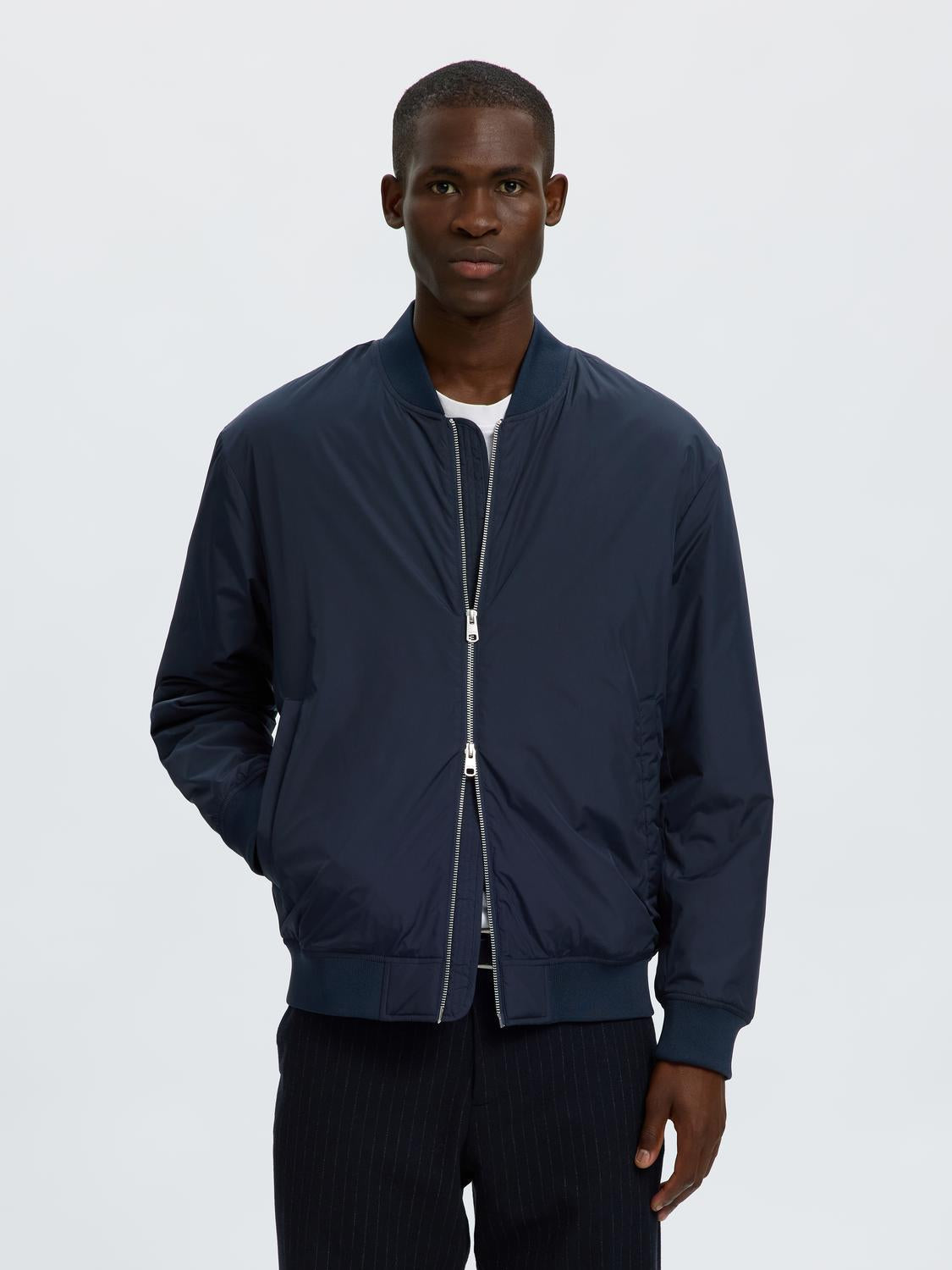 Dark Blue Bomber Jacket