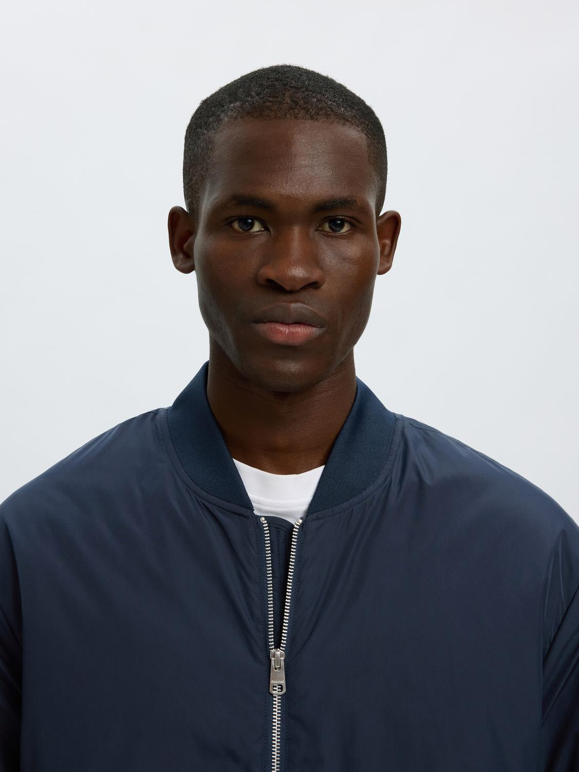 Dark Blue Bomber Jacket