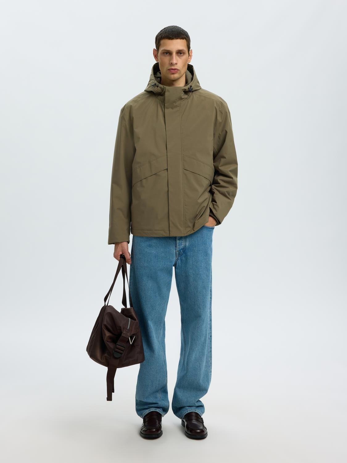 Dark Green Hooded Tech Jacket