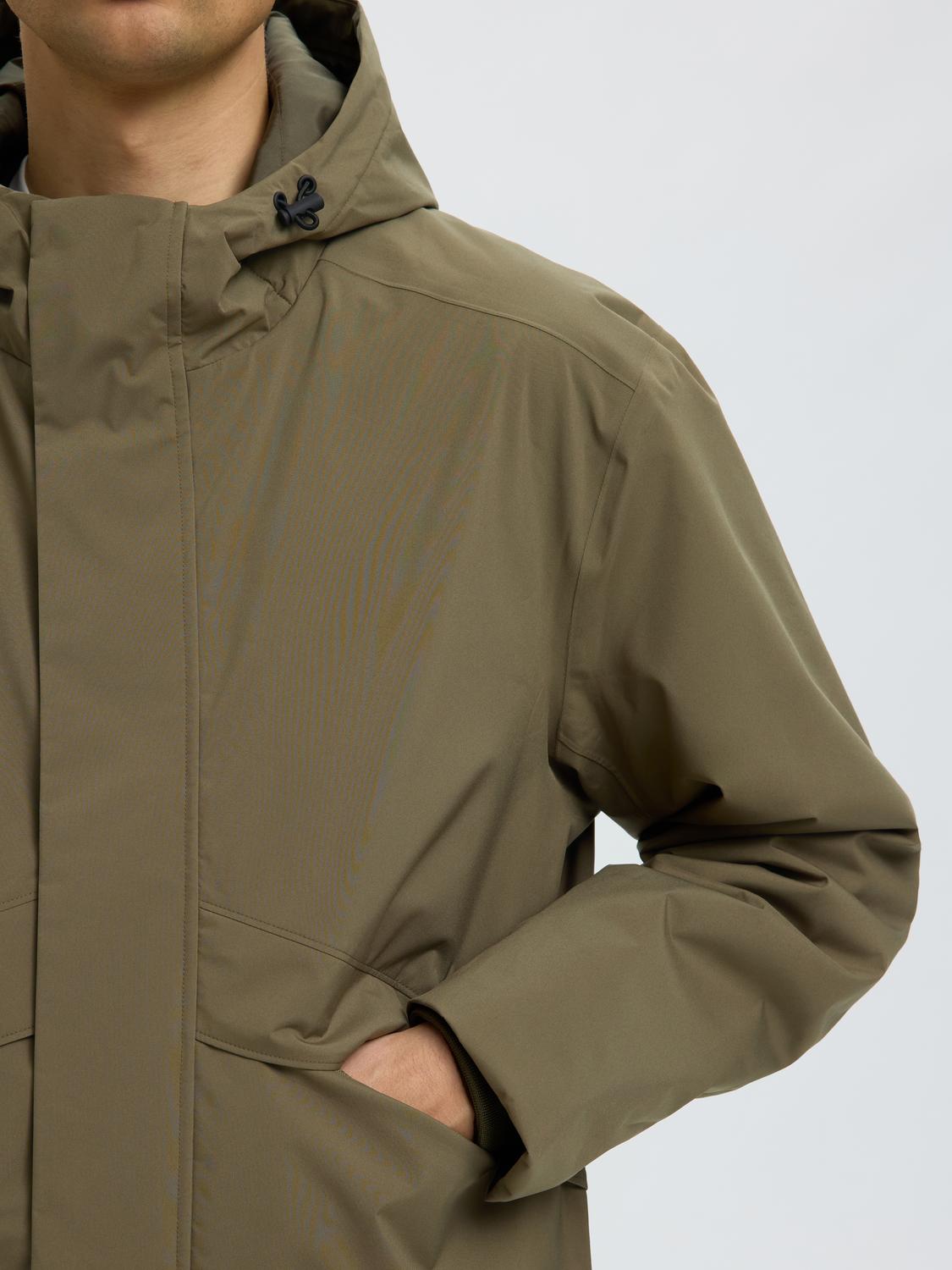 Dark Green Hooded Tech Jacket