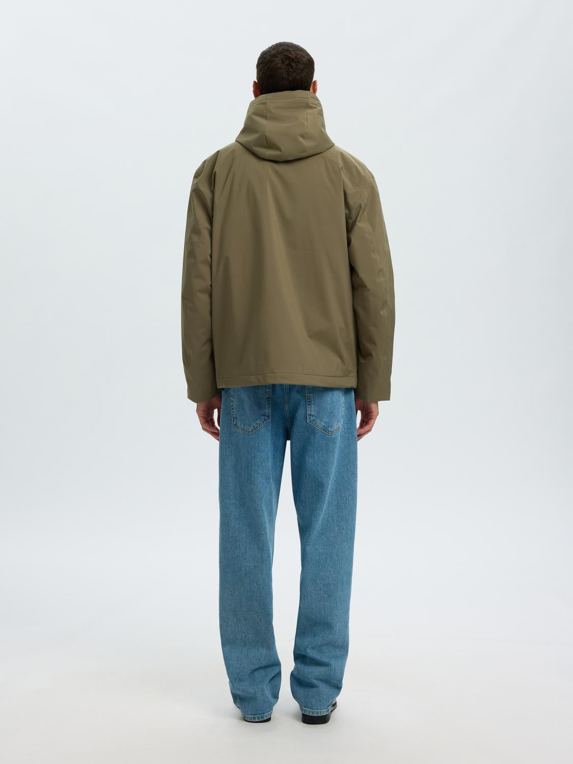 Dark Green Hooded Tech Jacket