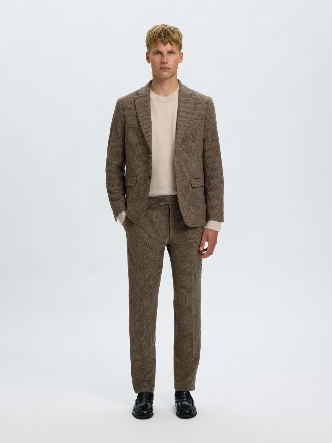 Dark Brown Suit-Set Tailored Blazer