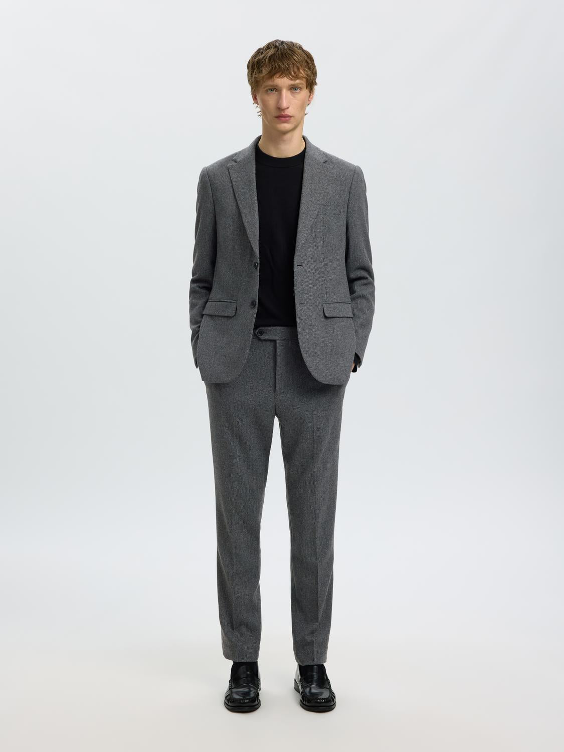 Dark Grey Suit-Set Tailored Trousers