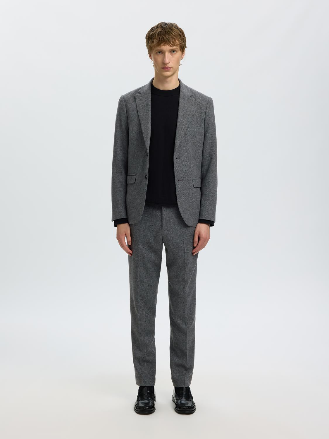 Dark Grey Suit-Set Tailored Trousers