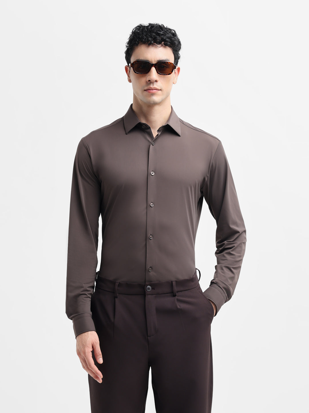 Brown Slim Fit Shirt
