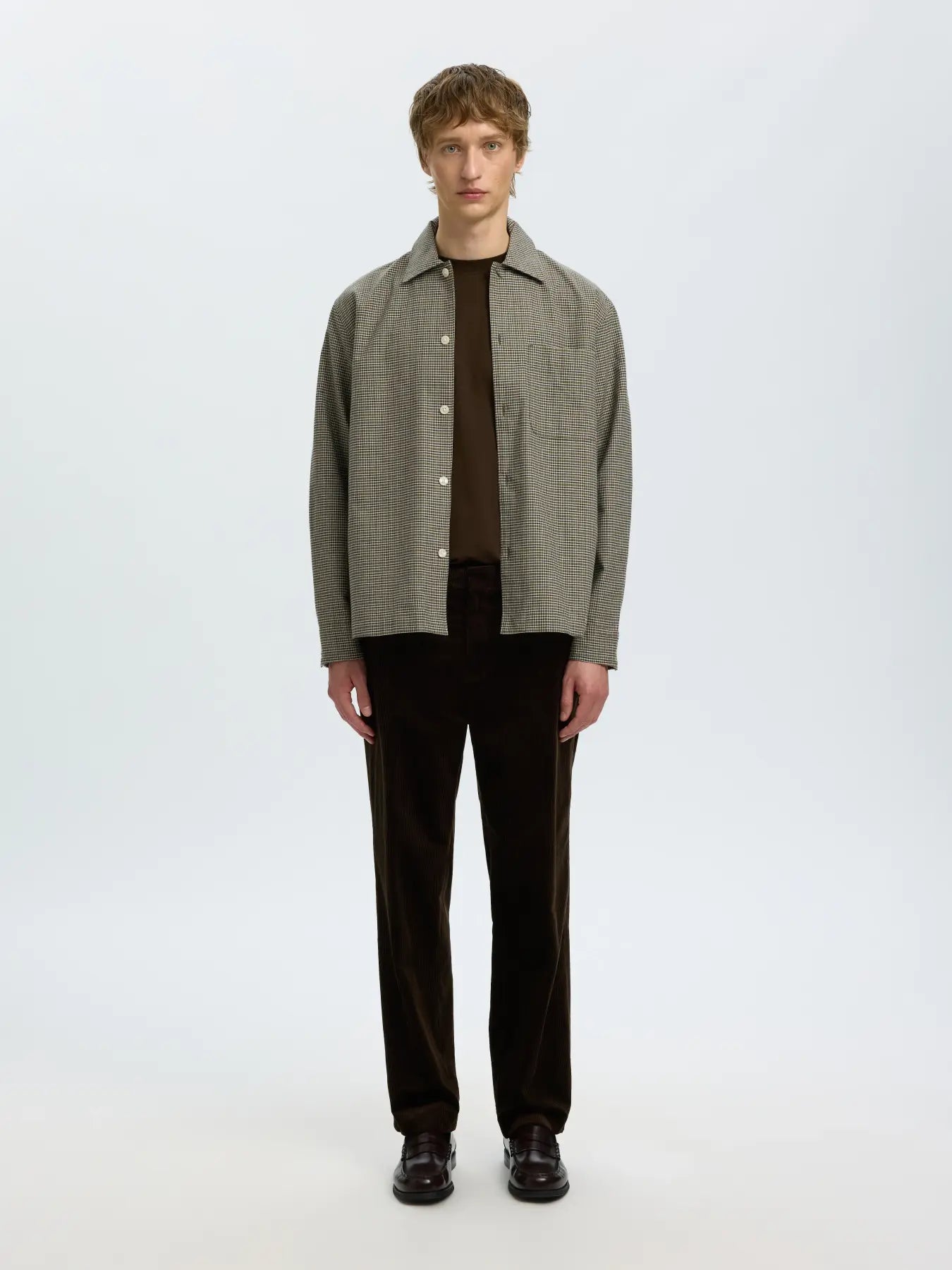 Green Brushed Check Relaxed Fit Shirt