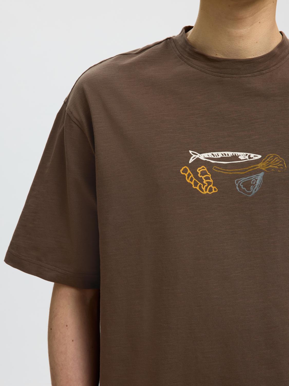 Brown Printed Relaxed Fit T-shirt