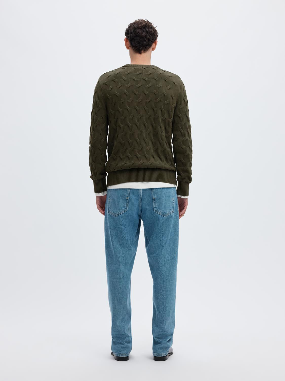 Dark Green Cable Knit Pullover