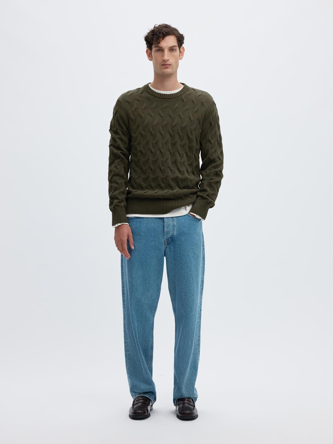 Dark Green Cable Knit Pullover
