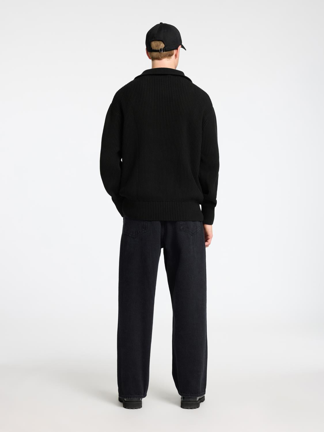 Black Half Zip Knitted Pullover