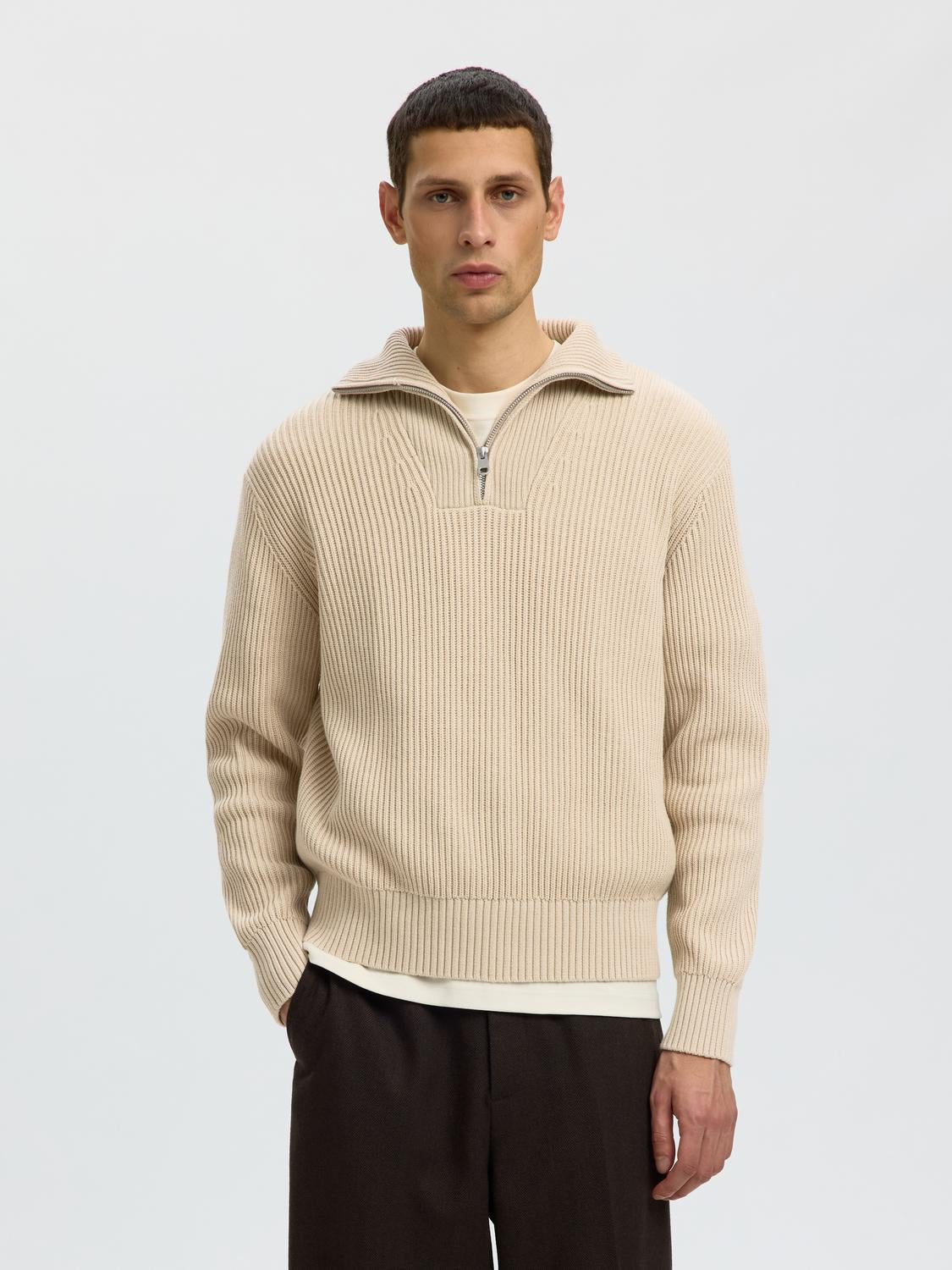 Beige Half Zip Pullover