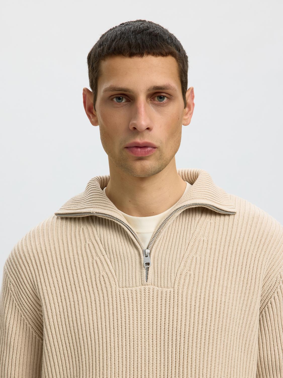 Beige Half Zip Pullover