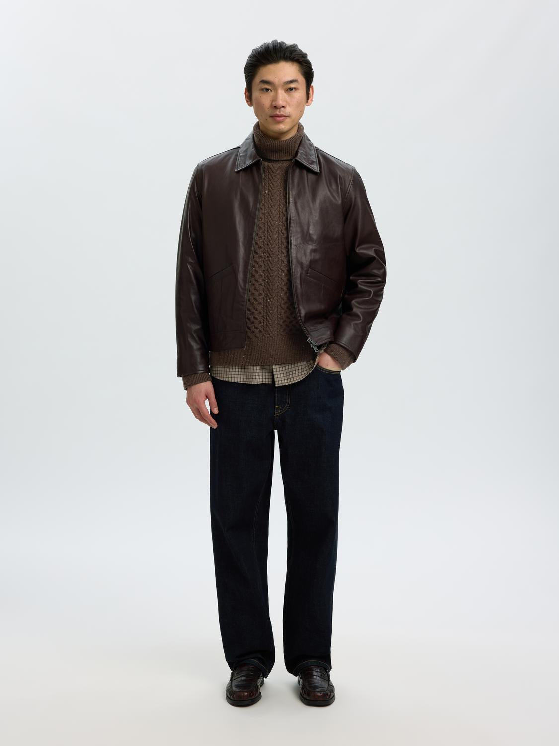Brown Roll Neck Pullover