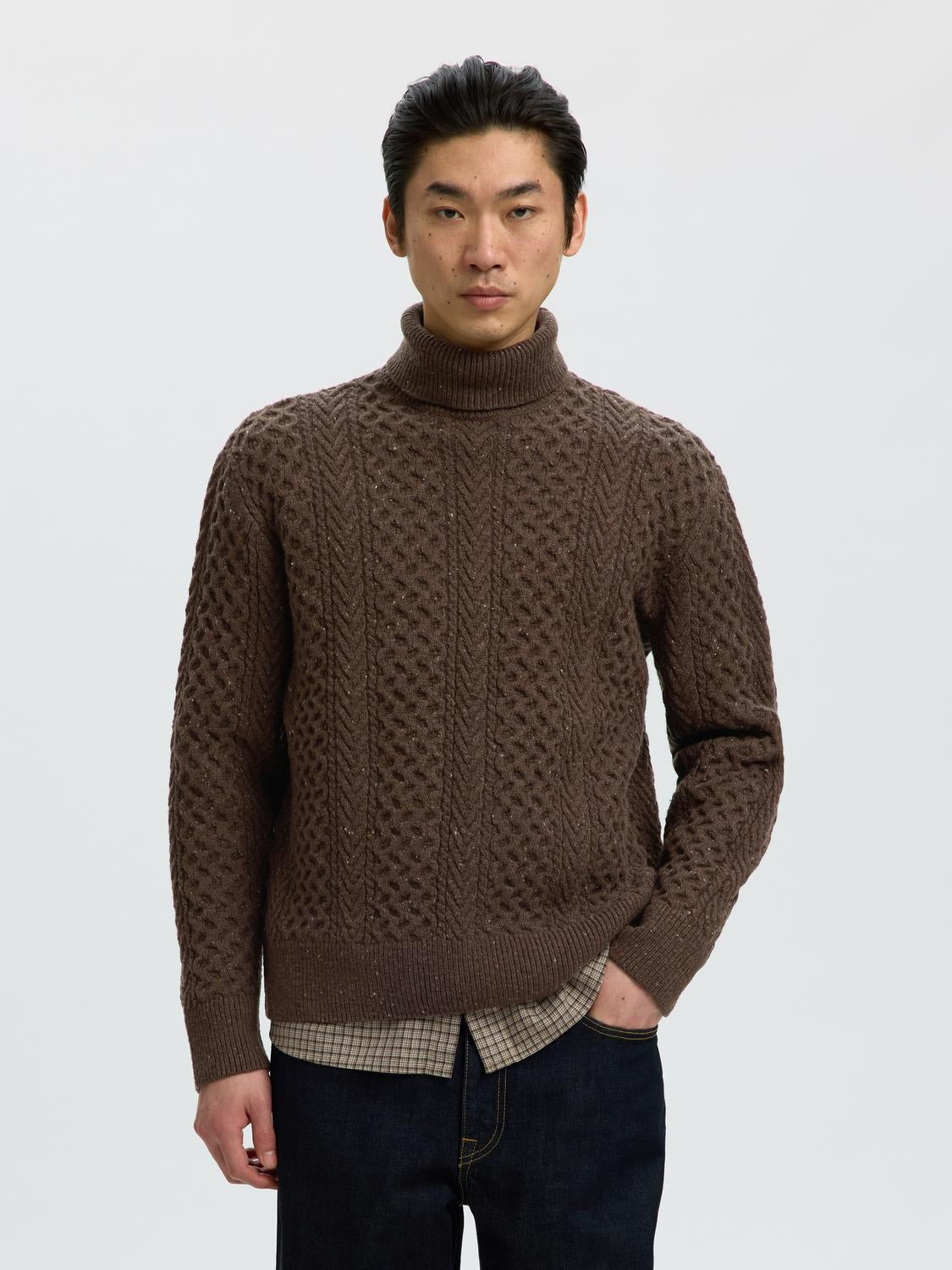 Brown Roll Neck Pullover