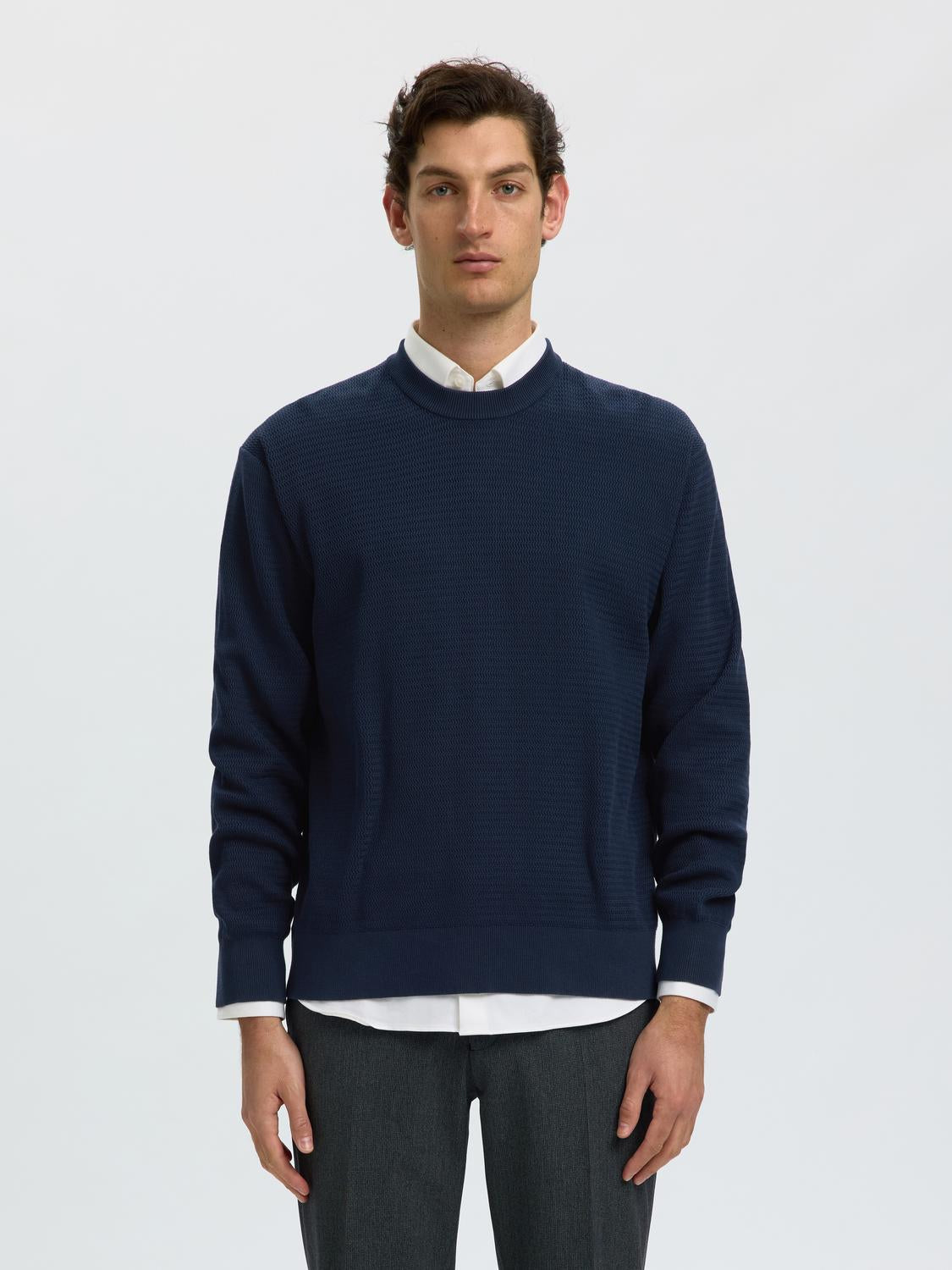 Dark Blue Crew Neck Pullover