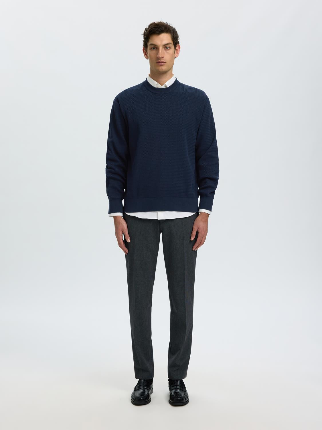 Dark Blue Crew Neck Pullover
