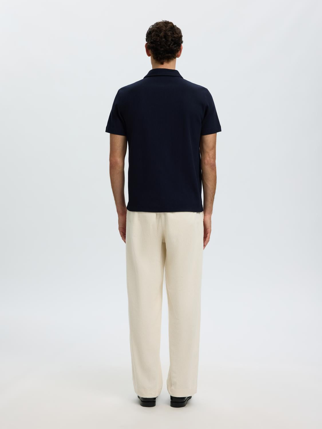 Dark Blue Ribbed Polo
