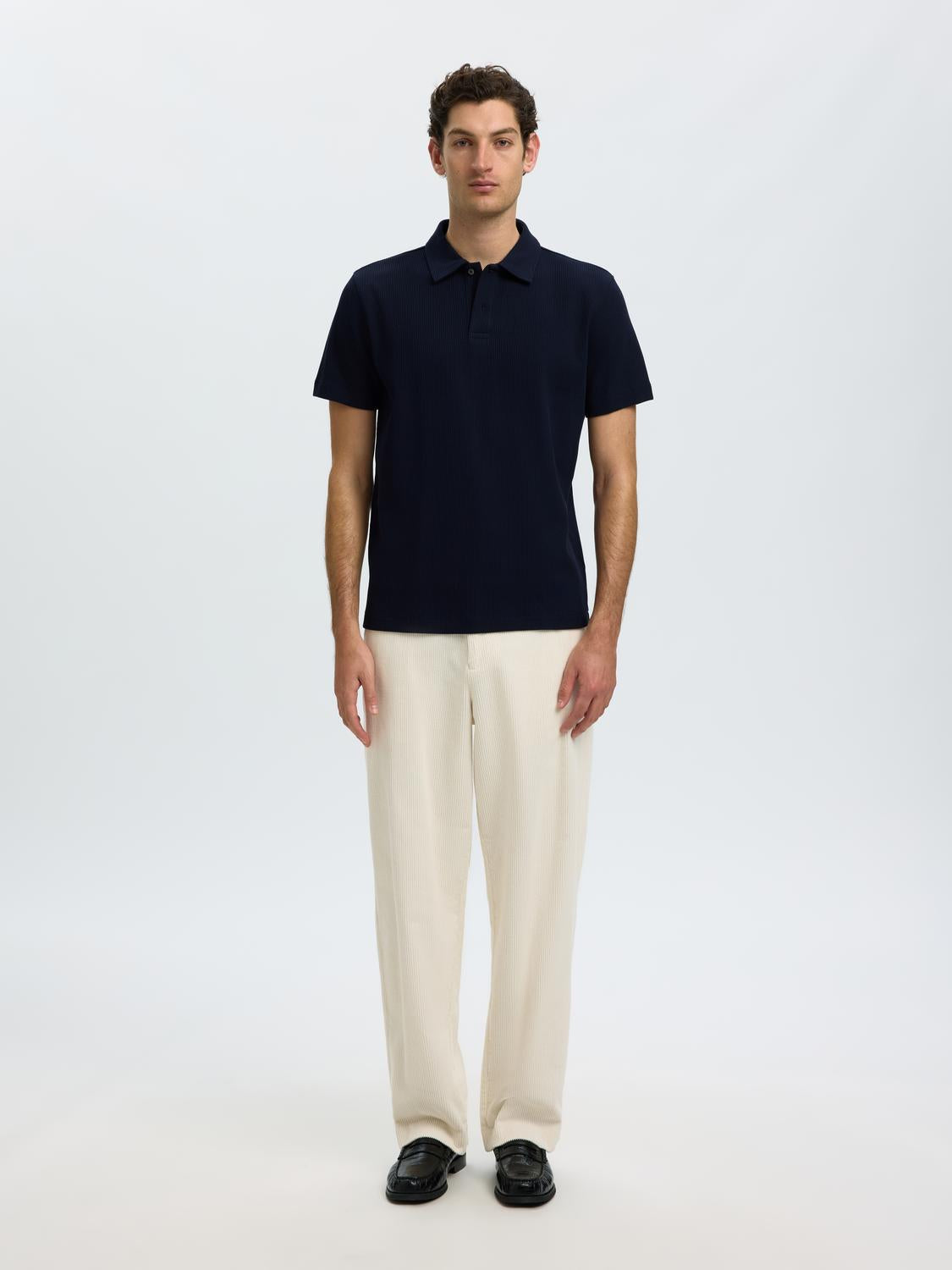 Dark Blue Ribbed Polo