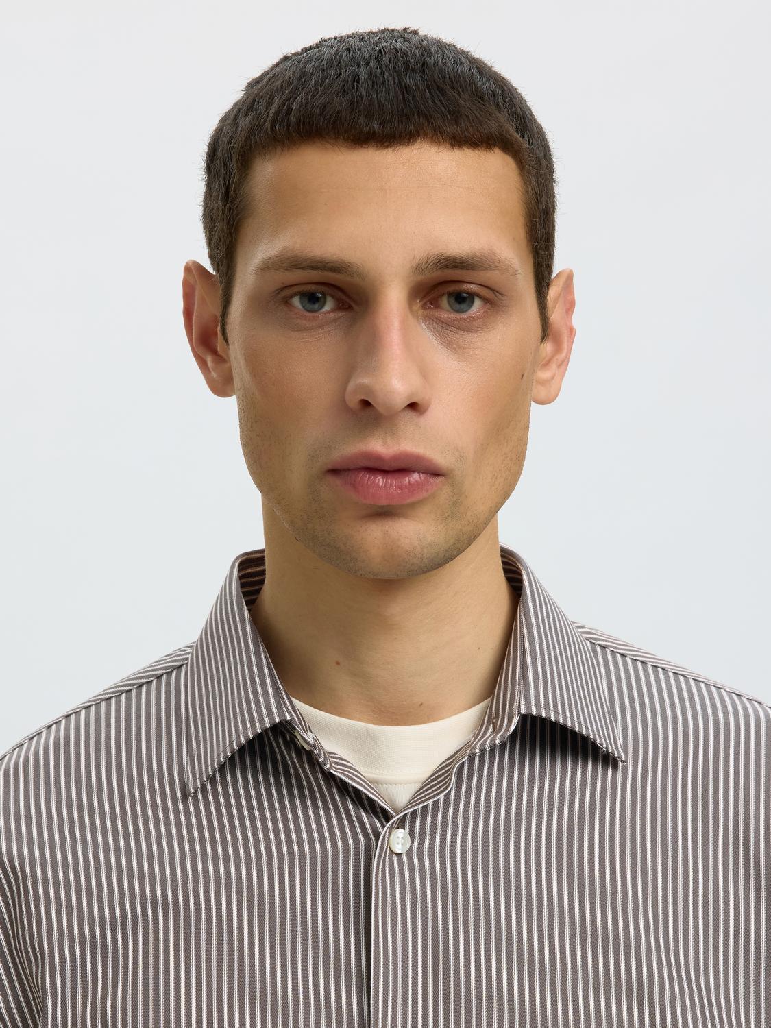 Brown Striped Slim Fit Shirt