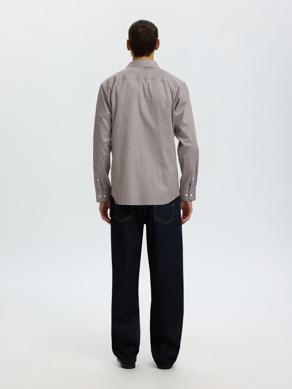 Brown Striped Slim Fit Shirt