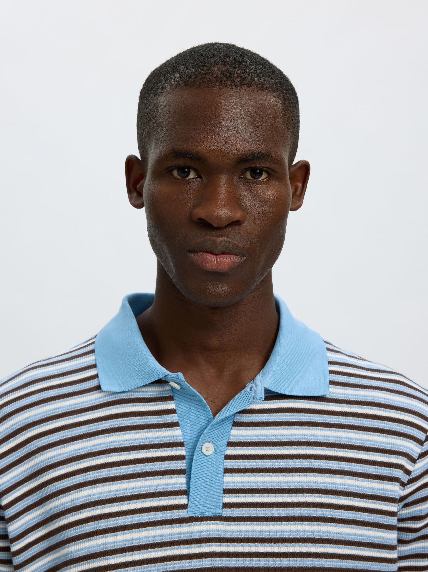 Blue Striped Knitted Polo